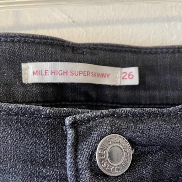 Levi's | Black Label Black Mile High Super Skinny Denim Jeans Sz 26 - Picture 4 of 10